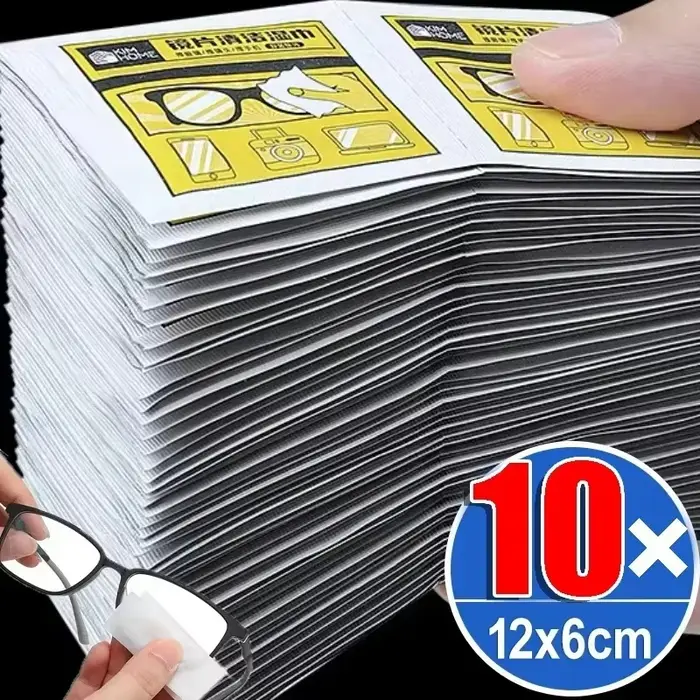 10/100 pièces lunettes nettoyage papier humide jetable Anti-buée brumisation dépoussiéreur lentille 