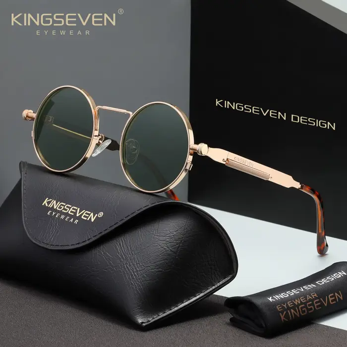 KINGSEVEN – lunettes de soleil vintage gothiques steampunk pour hommes, anti-UV400, polarisées, pour