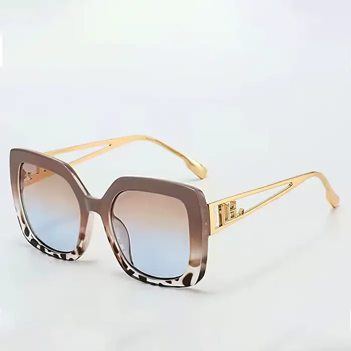 Lunettes de soleil Vintage pour femmes, monture transparente à la mode, verres dégradés, marron et o