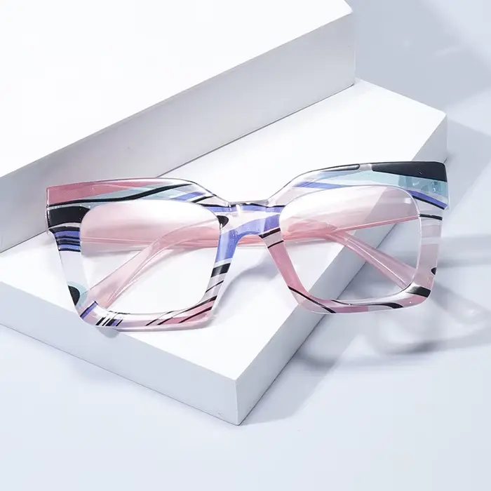 Lunettes de lecture surdimensionnées à rayures colorées pour femmes et hommes