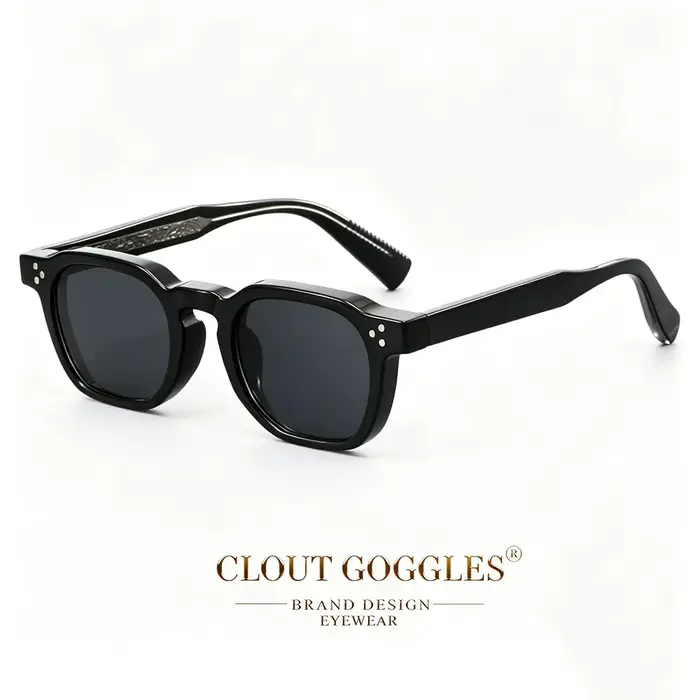 CLOUT GOGGLES Lunettes de soleil carrées rétro tendance pour hommes et femmes, en acide propionique,