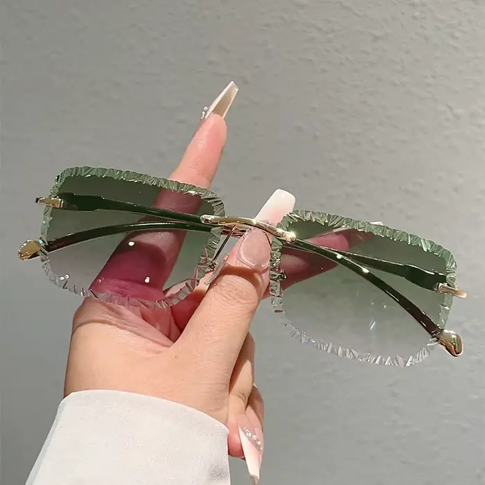 Lunettes de soleil carrées sans monture pour hommes