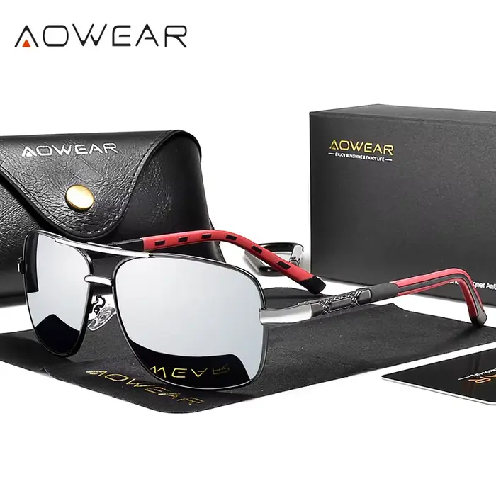 AOWEAR-Lunettes de soleil polarisées rétro pour hommes et femmes, lunettes de conduite vintage, lune