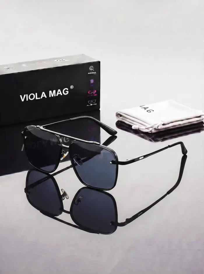 Lunettes de soleil aviateur VIOLA MAG de luxe rétro à double pont, lunettes de pilote haut de gamme,