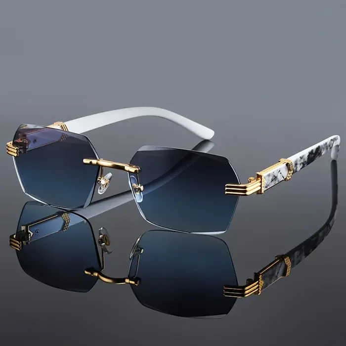 Lunettes de soleil sans bords pour hommes et femmes, à la mode, sans cadre, classiques, petits carré