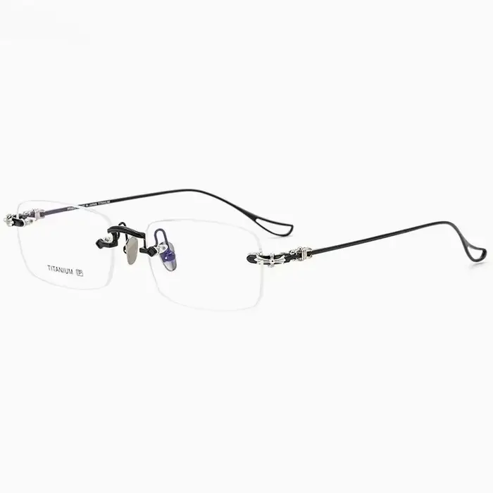 Eyeluyan lunettes sans monture hommes et femmes alliage de titane lunettes carrées cadre optique mod