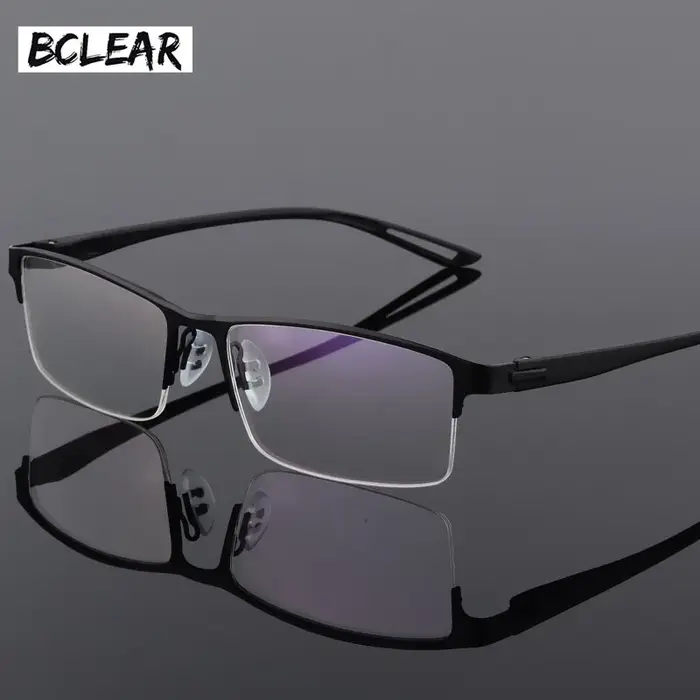 TR90 alliage de titane lunettes cadre hommes Semi sans monture carré oeil verre Prescription lunette