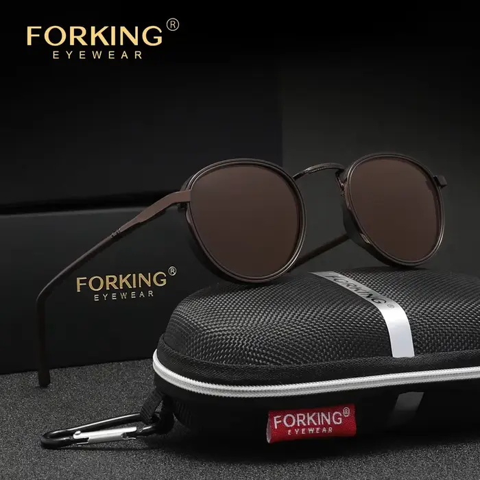 FORKING – lunettes de soleil rétro à monture ronde pour hommes, polarisées, protection UV400, access