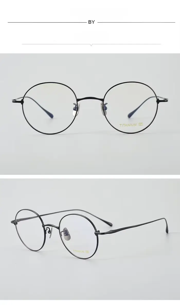 Ultra-léger grand titane Prescription rétro cadre rond femmes myopie lunettes pour femmes bleu bloca