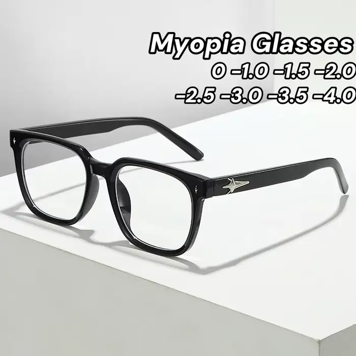 Lunettes de myopie à monture noire rétro coréenne pour femmes
