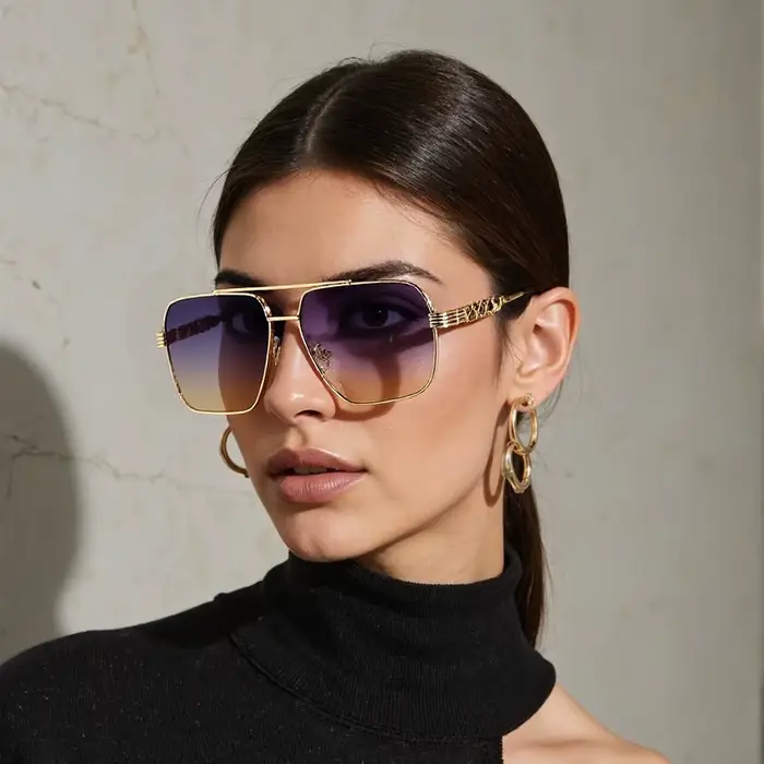 Lunettes de soleil à charnière en métal pour femmes