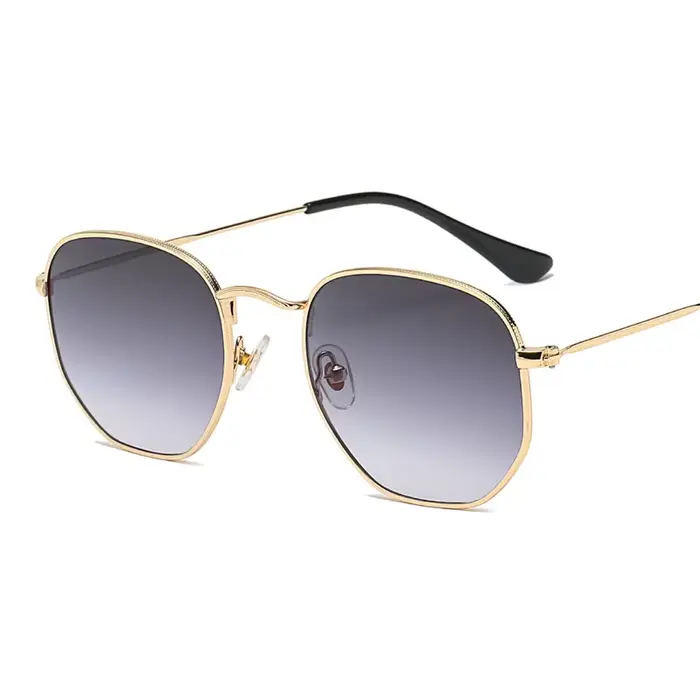 Hommes lunettes de soleil hexagone lunettes de soleil nouvelles femmes cadre en métal lunettes de pê