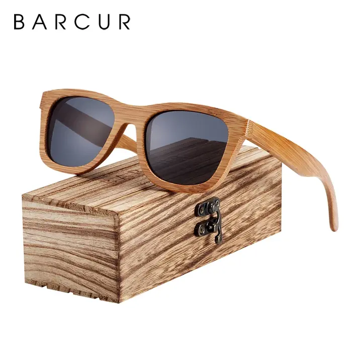 BARCUR-Lunettes de soleil rétro pour hommes et femmes, polarisées, en bambou, faites à la main, en b