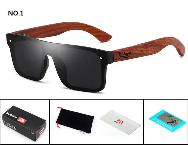 DUBERY Lunettes de soleil en bois naturel pour hommes, polarisées, à la mode, originales, Oculos De 