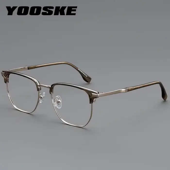 YOOSKE Retro Square Glasses Transparent Frame Eyewear Anti-blue Light Flat