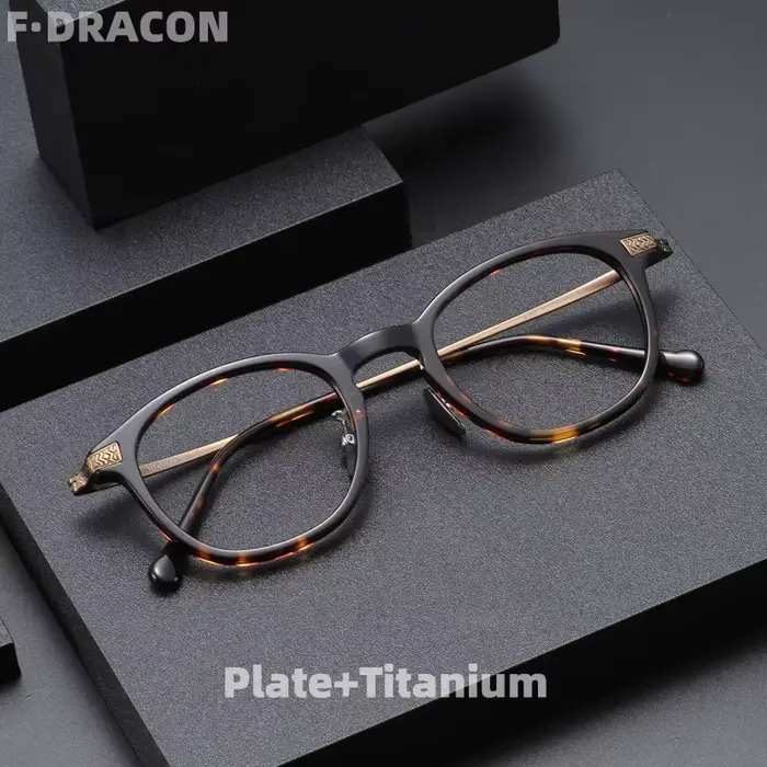 F.DRACON nouveau cadre de lunettes en titane rétro carré hommes et femmes cadre de lunettes plaque o