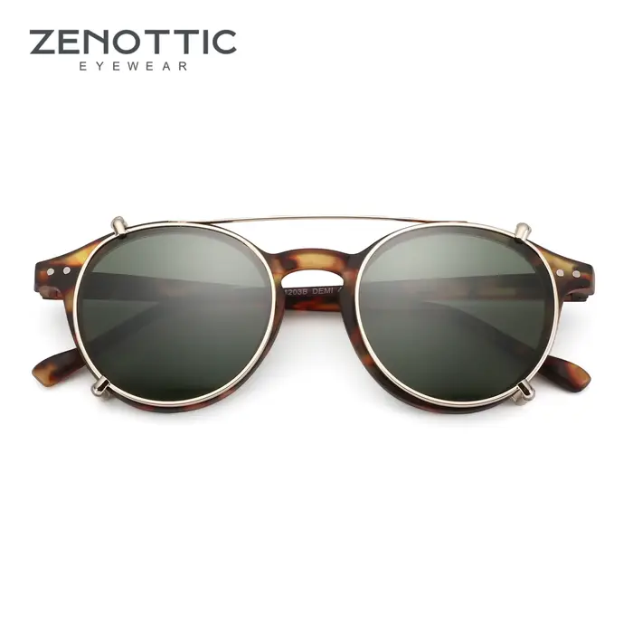 ZENOTTIC Style rétro pince sur lunettes de soleil pour hommes femmes cercle Anti lumière bleue lunet