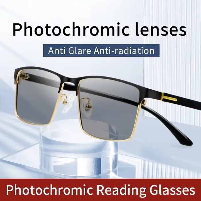 Lunettes de lecture photochromiques pour hommes, monture de lunettes en titane ultralégère, lunettes
