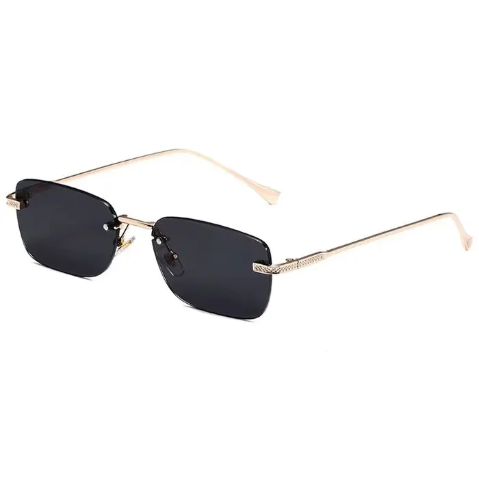 Lunettes de soleil carrées sans monture pour femmes, style Ins, petites lunettes de soleil rectangul