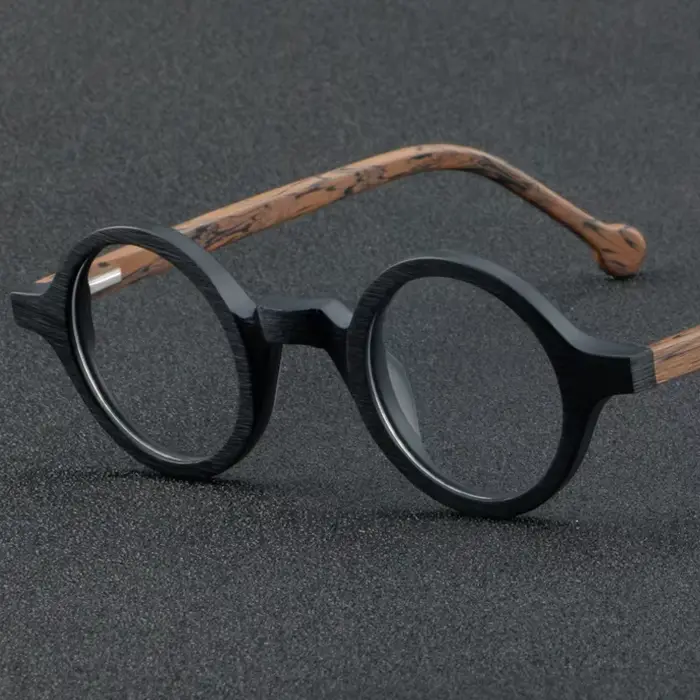 Cubojue-Petites lunettes de lecture rondes pour hommes et femmes, monture en acétate de mars en bois