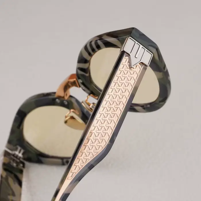 Lunettes de soleil ovales en acétate de champagne pour hommes et femmes