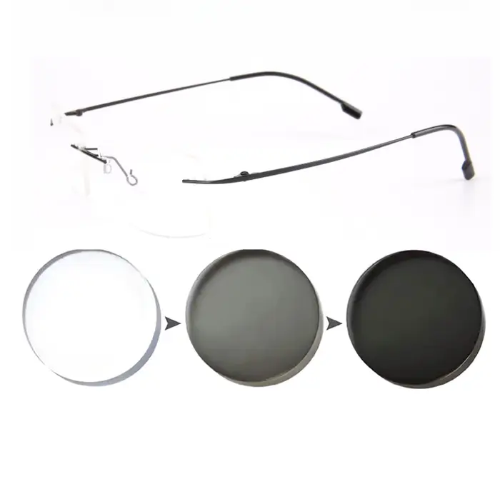 Lunettes de soleil photochromiques pour myopie, ultralégères, sans cadre, à la mode, optique fini, d