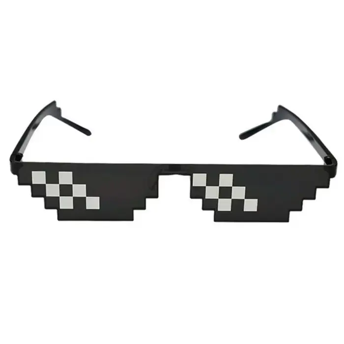 Nouveau créatif 8 bits Thug Life lunettes de soleil pixélisées hommes femmes lunettes de fête mosaïq