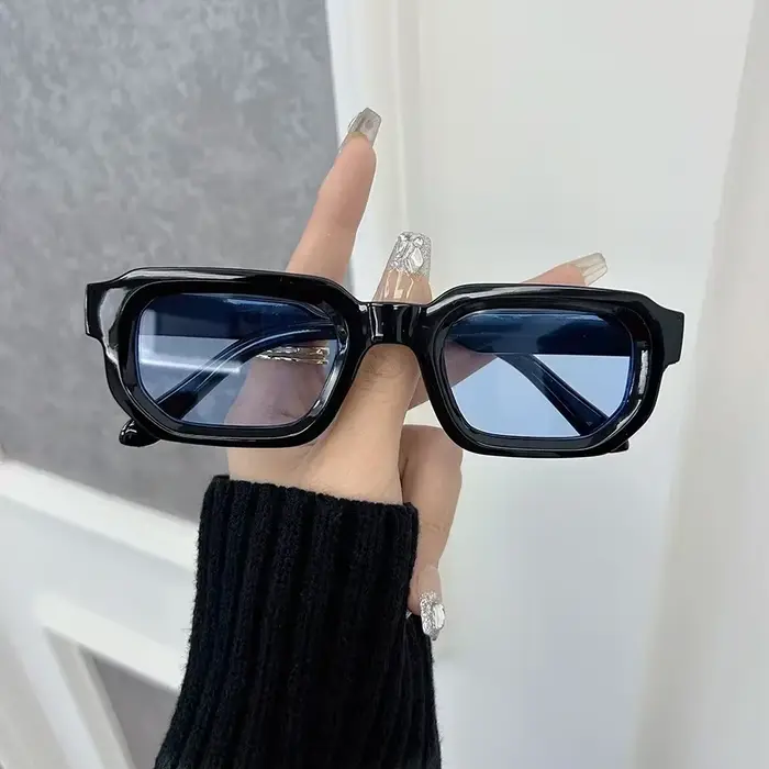 Luxueux Rectangle lunettes de soleil femmes hommes marque de mode concepteur décontracté lunettes de