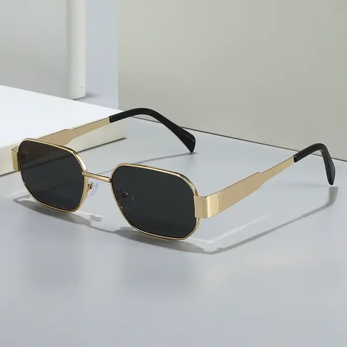 Buc& EI-Lunettes de soleil rétro à monture carrée en métal pour hommes et femmes