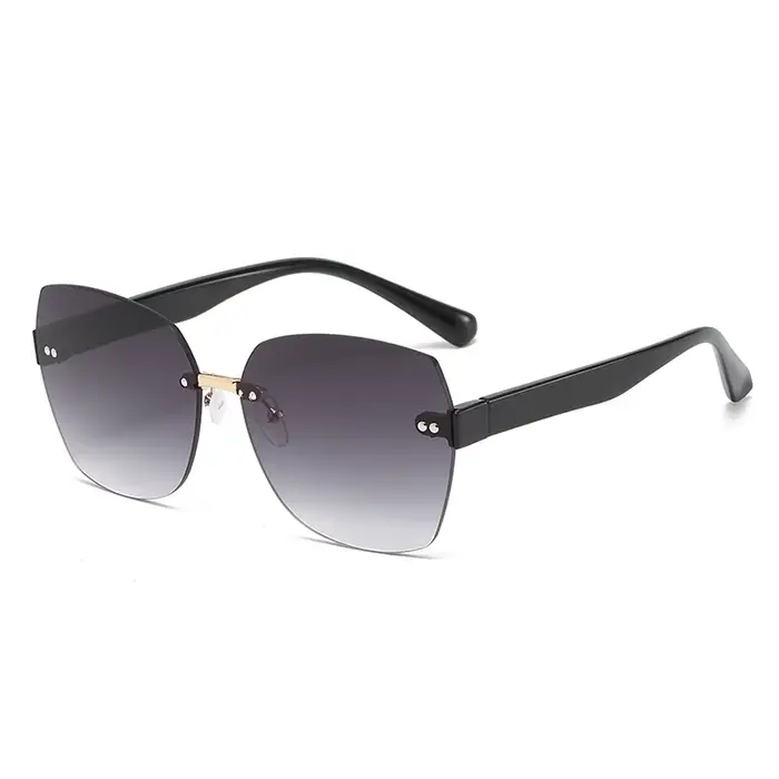 Lunettes de soleil carrées surdimensionnées sans bords pour femmes, marque de mode, grande monture, 