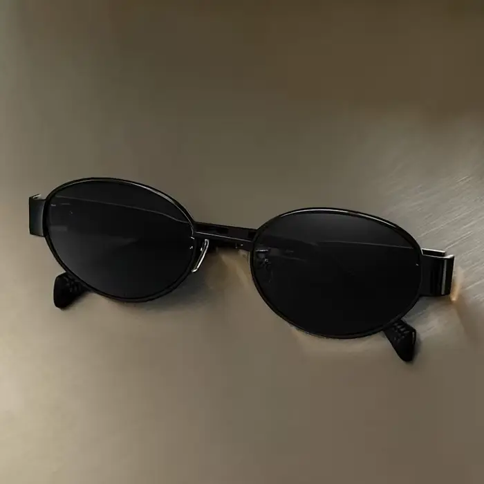 Lunettes de soleil ovales classiques et tendance pour femmes, marque de luxe, monture en métal, lune