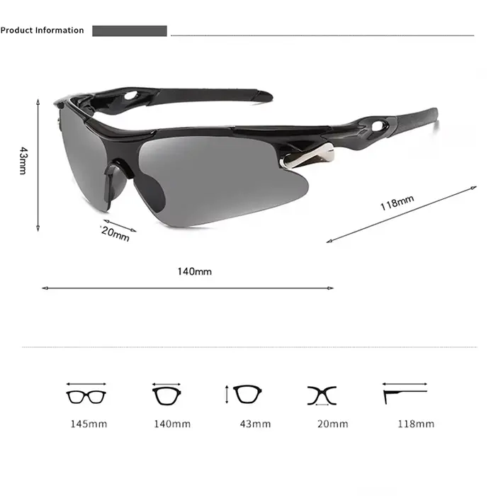 Lunettes de soleil de vélo multicolores coupe-vent
