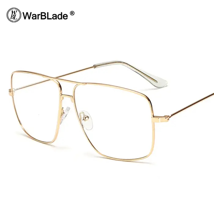 WarBLade Vintage or métal cadre lunettes hommes femmes lunettes de soleil rétro carré optique lentil