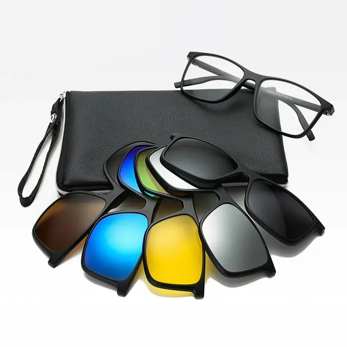 Belmon 6 en 1 monture de lunettes hommes femmes avec 5 pièces pince sur lunettes de soleil polarisée