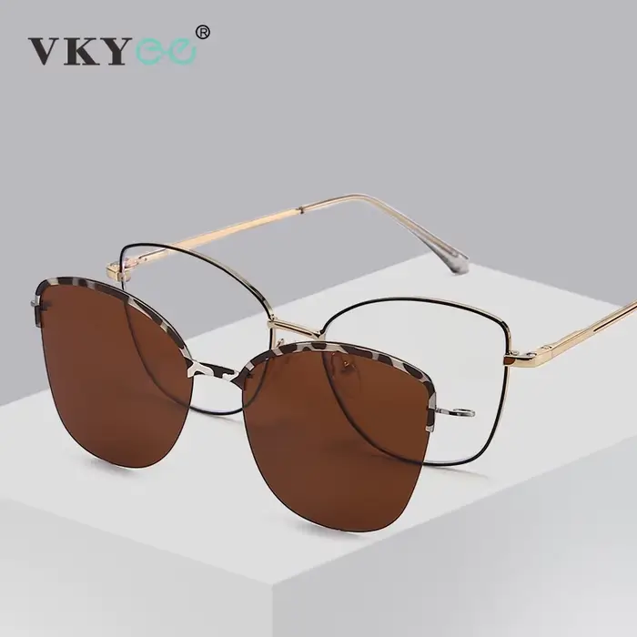 VICKY nouvelle mode lunettes de soleil polarisées œil de chat pince magnétique myopie
