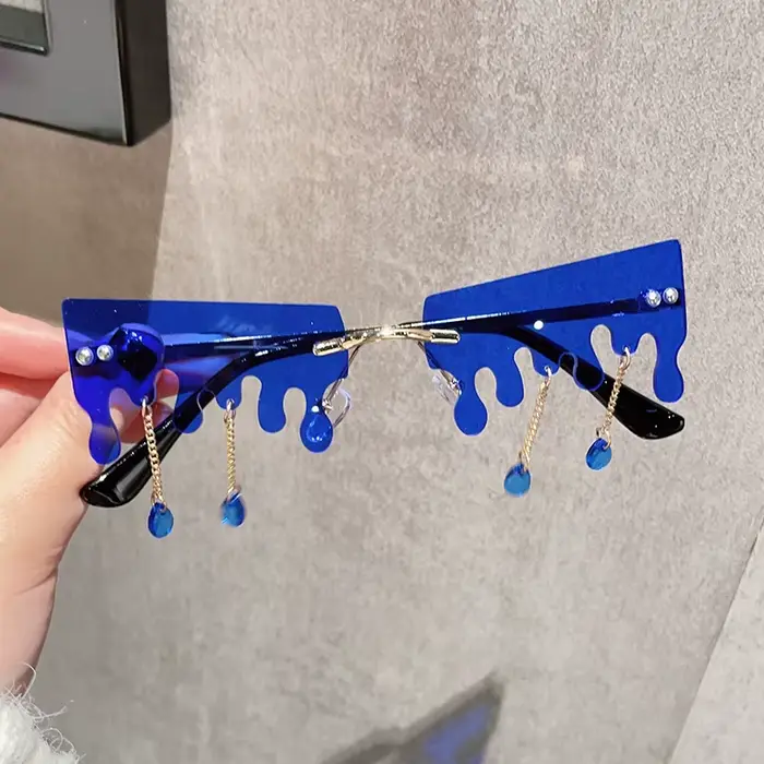 Lunettes de soleil en forme de neige fondante pour femmes, style amusant, lunettes de soleil sans mo