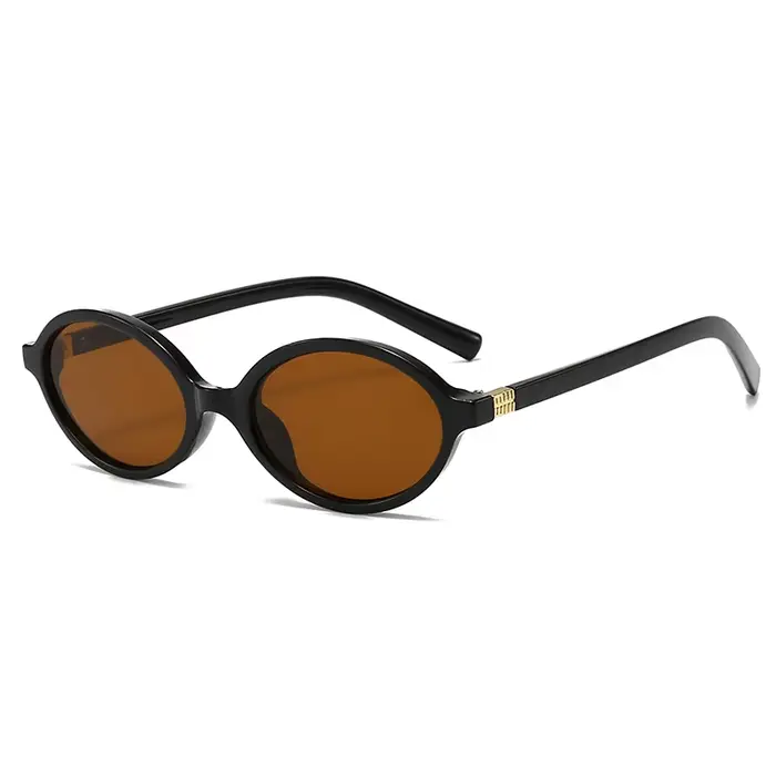 1 paire de lunettes rondes noires à la mode pour femmes, verres dégradés résistants aux UV, monture 