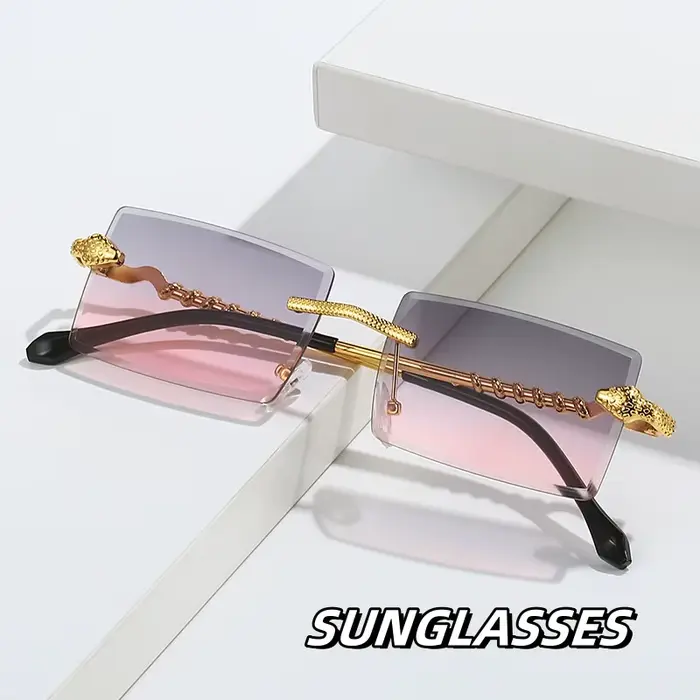 Lunettes de soleil carrées en métal pour hommes