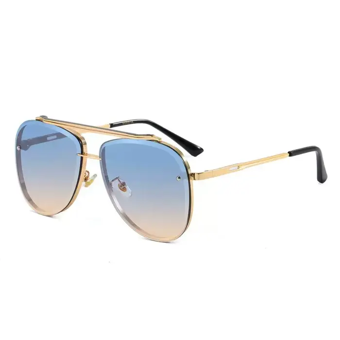 Lunettes de soleil tendance à double monture avec grandes montures, effet amincissant, protection so