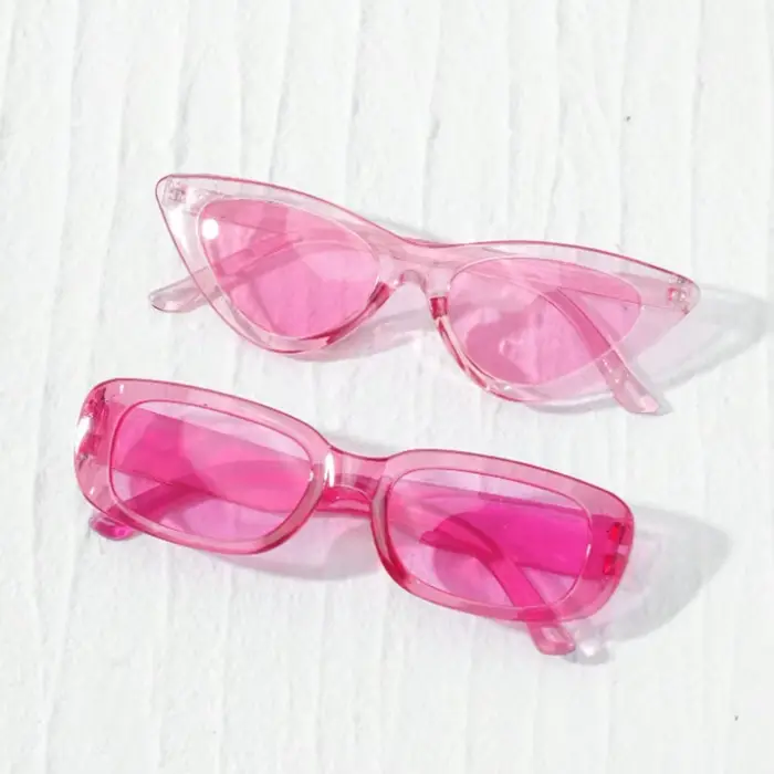 2 paires de lunettes de soleil carrées œil de chat roses pour femmes