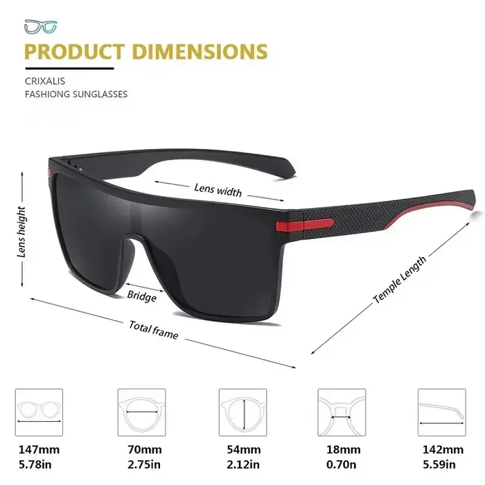 CRIXALIS mode lunettes de soleil polarisées pour hommes carré surdimensionné Anti-éblouissement pilo