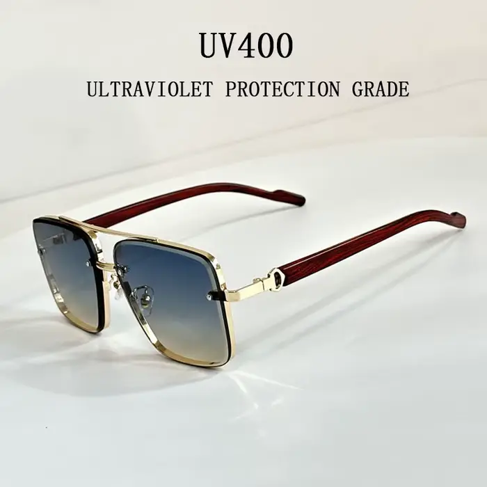 Lunettes de soleil carrées en bois pour hommes et femmes
