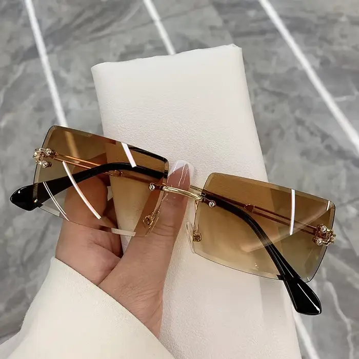 Lunettes de soleil rectangulaires sans monture pour femmes