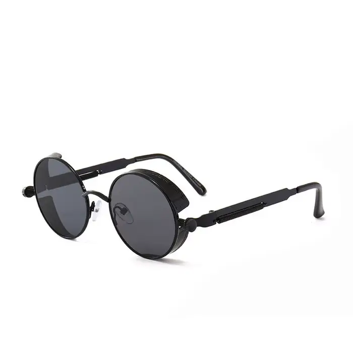 Steampunk mode hommes rétro lunettes de soleil rondes Lunettes de soleil style punk à vapeur en méta