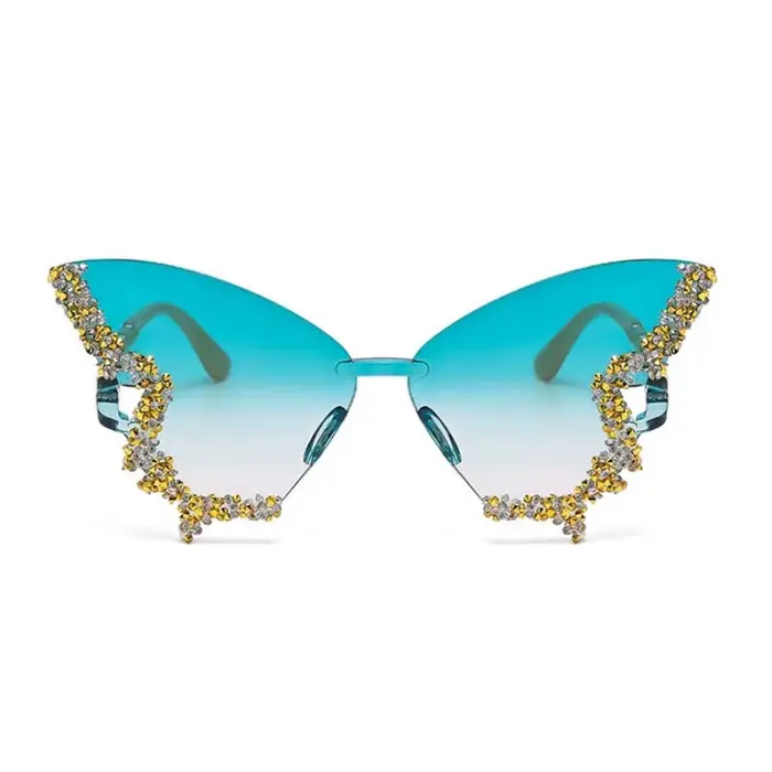 Lunettes de soleil papillon sans monture œil de chat populaires pour femmes et hommes