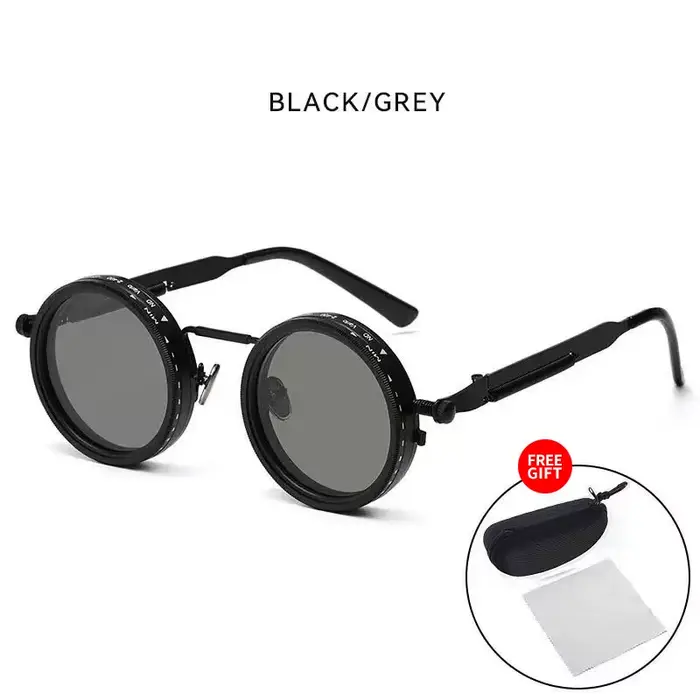 Lunettes de soleil rondes polarisées ND9 lunettes de soleil à gradation réglable Steampunk hommes fe
