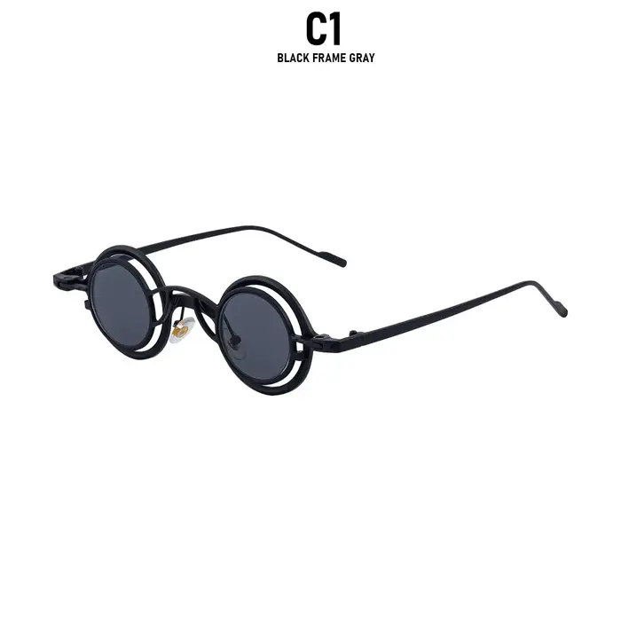 Lunettes de soleil steampunk pour hommes, monture métallique, style vintage rétro rond, lunettes de 