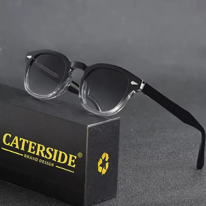 CATERSIDE rétro rond hommes lunettes de soleil Punk acide propionique broche Temple luxe lunettes de