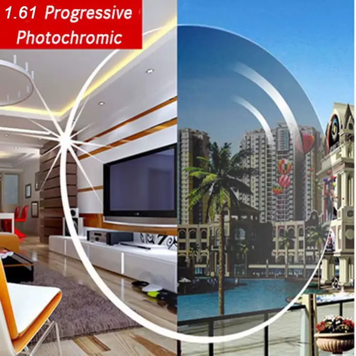 1.61 lentilles progressives photochromiques grises ou marron gamme SPH -6.00 ~ + 5.50 Max CLY -4.00 