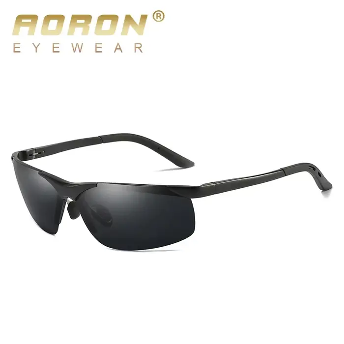 Lunettes de soleil polarisées AORON pour hommes et femmes, monture en alliage d'aluminium, marque or